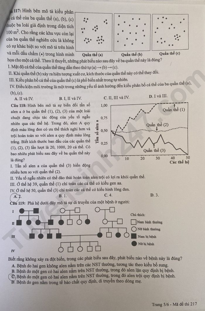 Giáo dục - Đáp án đề thi môn Sinh học kỳ thi tốt nghiệp THPT năm 2023 mã đề 217 (Hình 5).