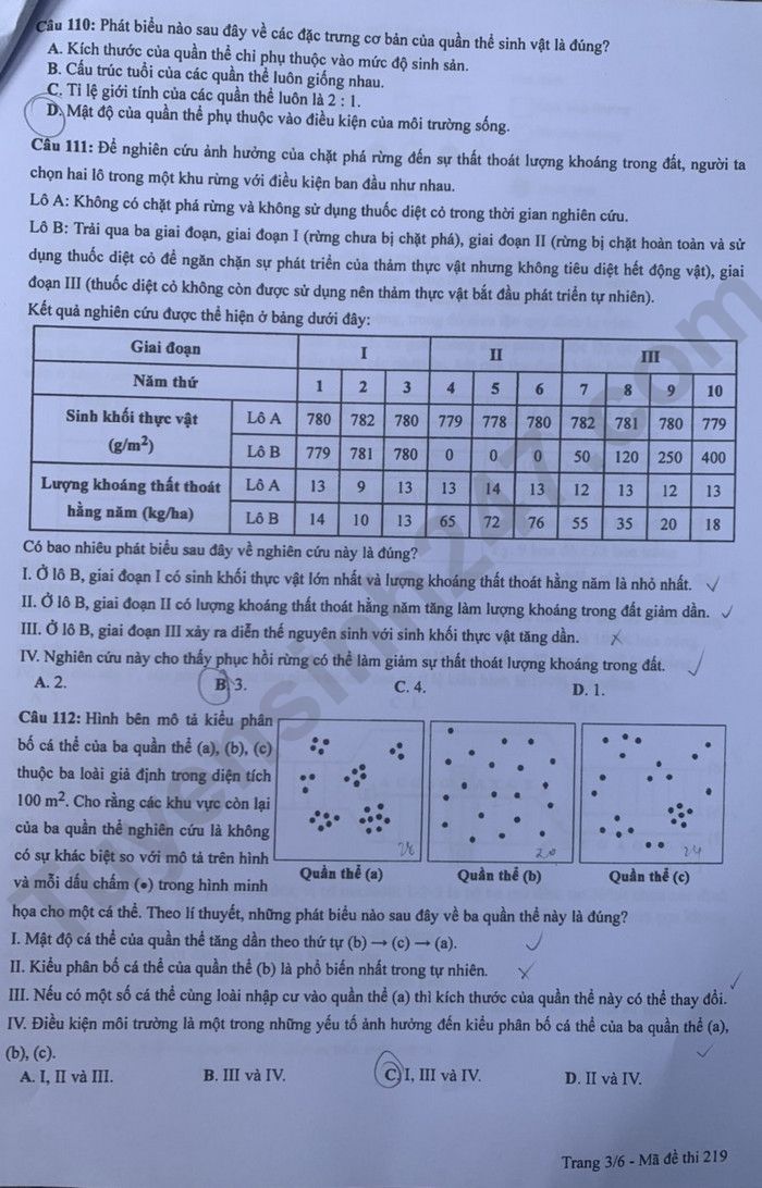 Giáo dục - Đáp án đề thi môn Sinh học kỳ thi tốt nghiệp THPT năm 2023 mã đề 219 (Hình 3).
