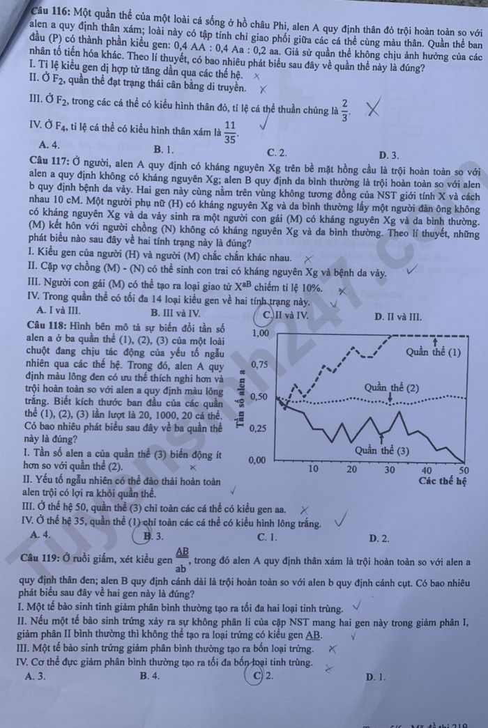 Giáo dục - Đáp án đề thi môn Sinh học kỳ thi tốt nghiệp THPT năm 2023 mã đề 219 (Hình 5).