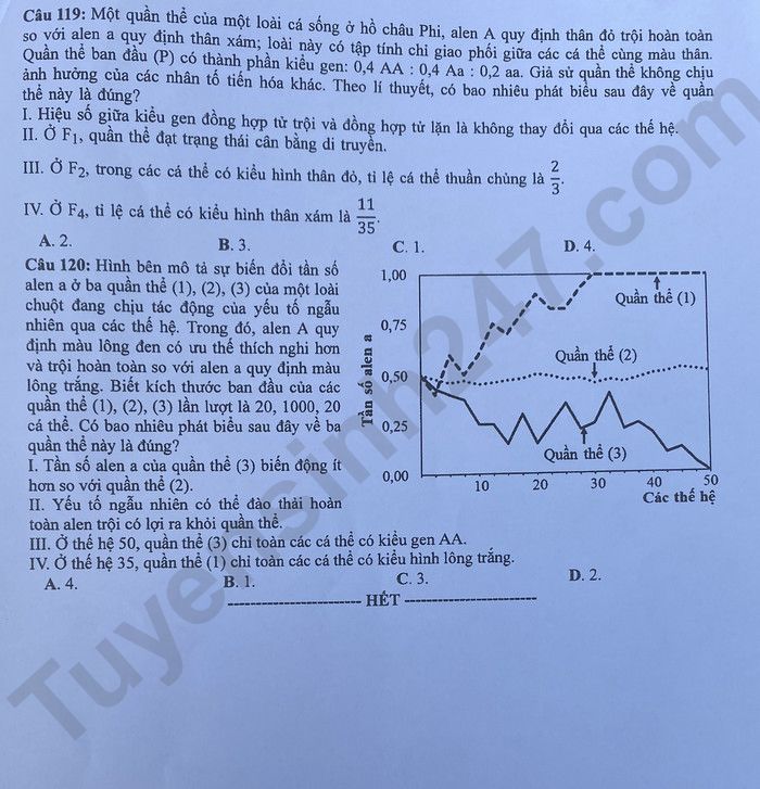 Giáo dục - Đáp án đề thi môn Sinh học kỳ thi tốt nghiệp THPT năm 2023 mã đề 222 (Hình 6).