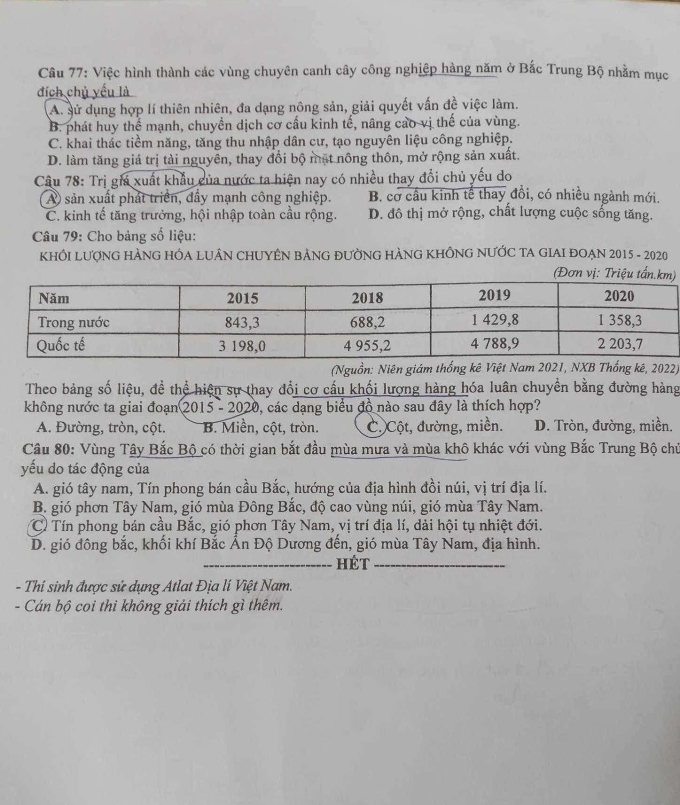 Giáo dục - Đáp án đề thi môn Địa lý mã đề 306 thi tốt nghiệp THPT 2023 (Hình 3).