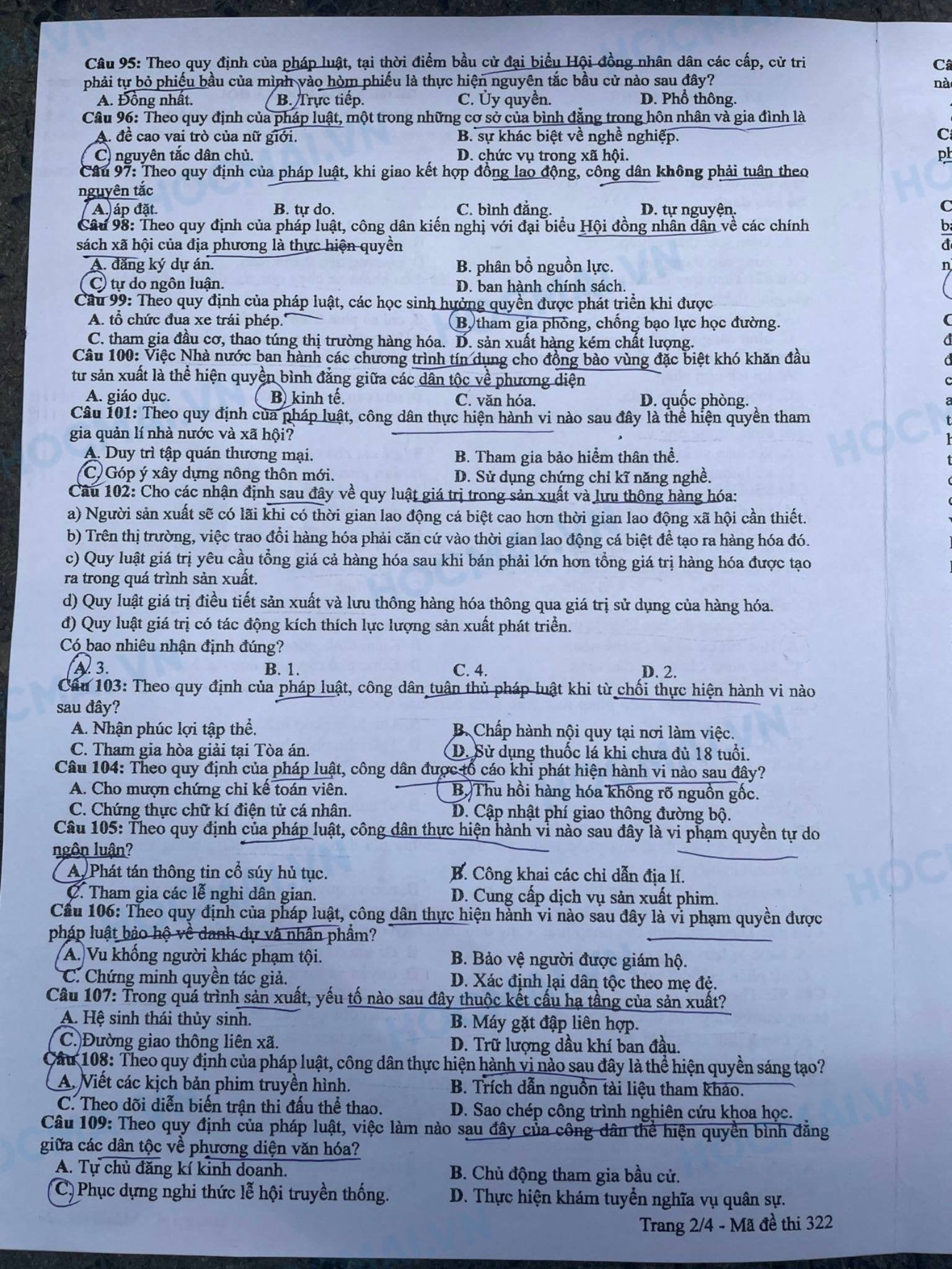 Giáo dục - Đáp án, đề thi môn GDCD mã đề 322 thi THPT 2024 chuẩn nhất, chính xác (Hình 2).