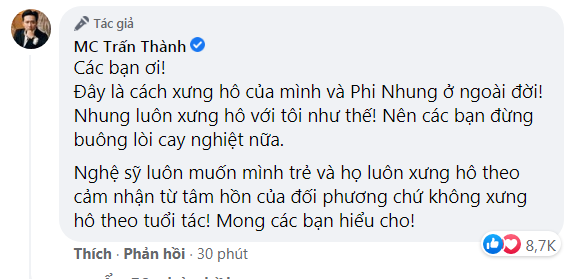 Văn hoá - Trấn Thành giải thích lý do gọi Phi Nhung là bạn dù ít tuổi hơn (Hình 2).