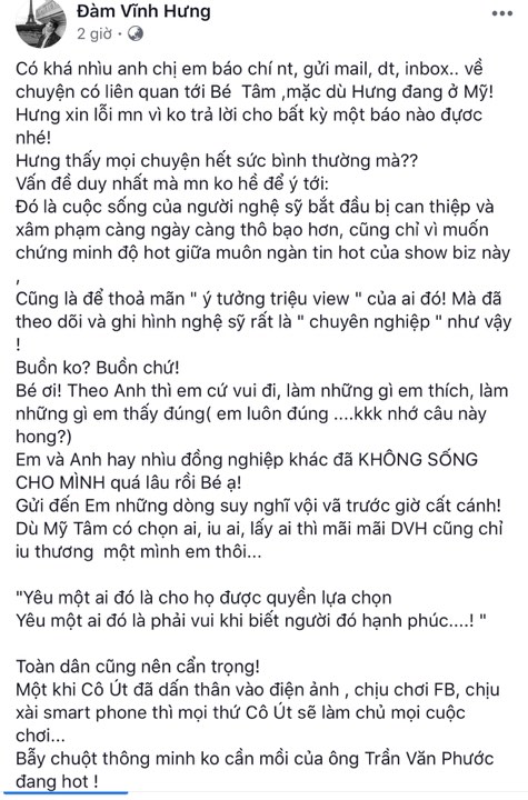 Sự kiện - Tin tức giả trí ấn tượng ngày 19/6: Đàm Vĩnh Hưng bỏ ngoài tai tin đồn hẹn hò, khẳng định chỉ thương duy nhất Mỹ Tâm (Hình 2).