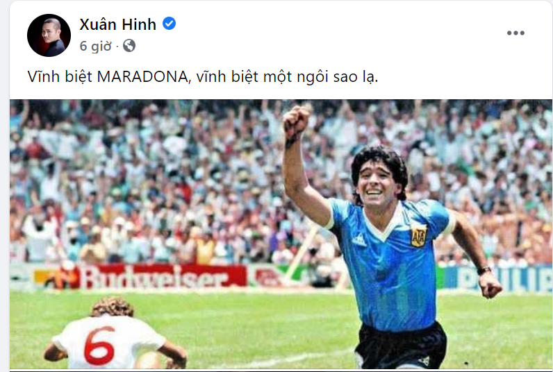 Ngôi sao - Nghệ sĩ Việt thương tiếc khi huyền thoại Diego Maradona qua đời (Hình 2).