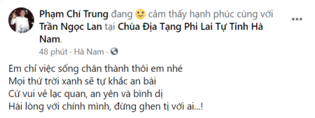 Ngôi sao - Nghệ sĩ Chí Trung chia sẻ hình ảnh bên bạn gái kèm dòng trạng thái bất ngờ