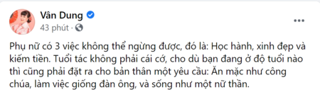 Giải trí - Nghệ sĩ Vân Dung chia sẻ phụ nữ có 3 việc không thể ngừng được (Hình 2).