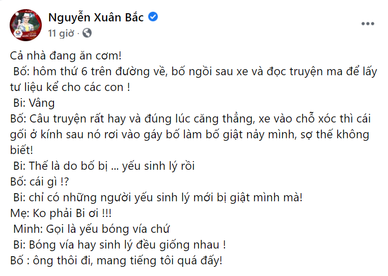 Giải trí - Xuân Bắc nhận kết đắng khi định kể chuyện ma cho con nghe (Hình 2).