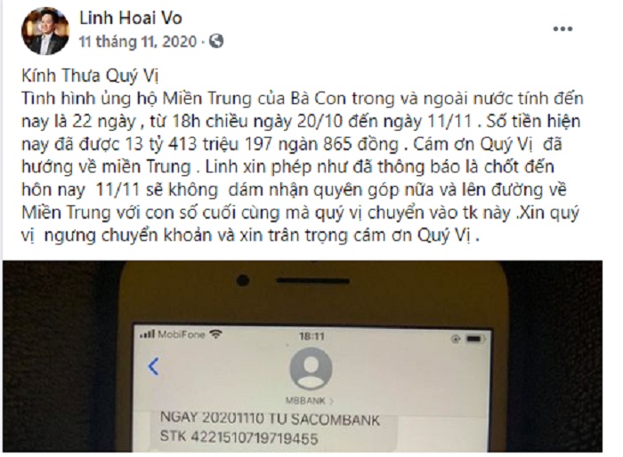 Giải trí - Hoài Linh chưa chuyển số tiền quyên góp hơn 13 tỷ đồng cho miền Trung?