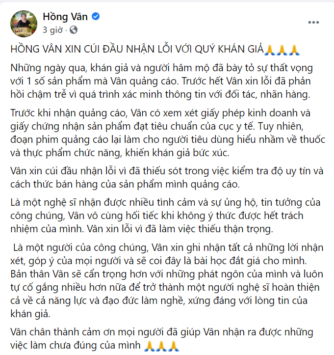 Giải trí - Phản ứng của khán giả khi Hồng Vân cúi đầu nhận lỗi