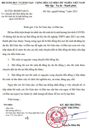 Giáo dục - Bộ GD&ĐT đề nghị Sở GD&ĐT xem xét cho thí sinh đổi hội đồng thi tốt nghiệp THPT