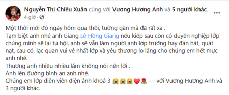 Giải trí - Nghệ sĩ Chiều Xuân: “Tạm biệt anh nhé, anh Giang!”