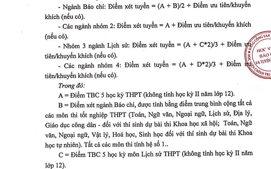 Giáo dục - Học viện Báo chí và Tuyên truyền công bố điểm chuẩn xét theo học bạ