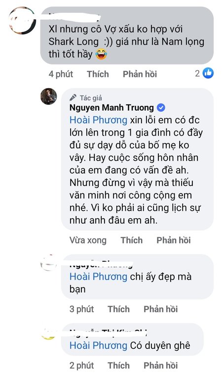 Giải trí - Phản ứng của “Shark Long” Mạnh Trường khi vợ bị chê xấu hơn Phương Oanh (Hình 2).