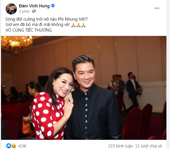 Văn hoá - Đàm Vĩnh Hưng, Bằng Kiều bày tỏ tiếc thương Phi Nhung