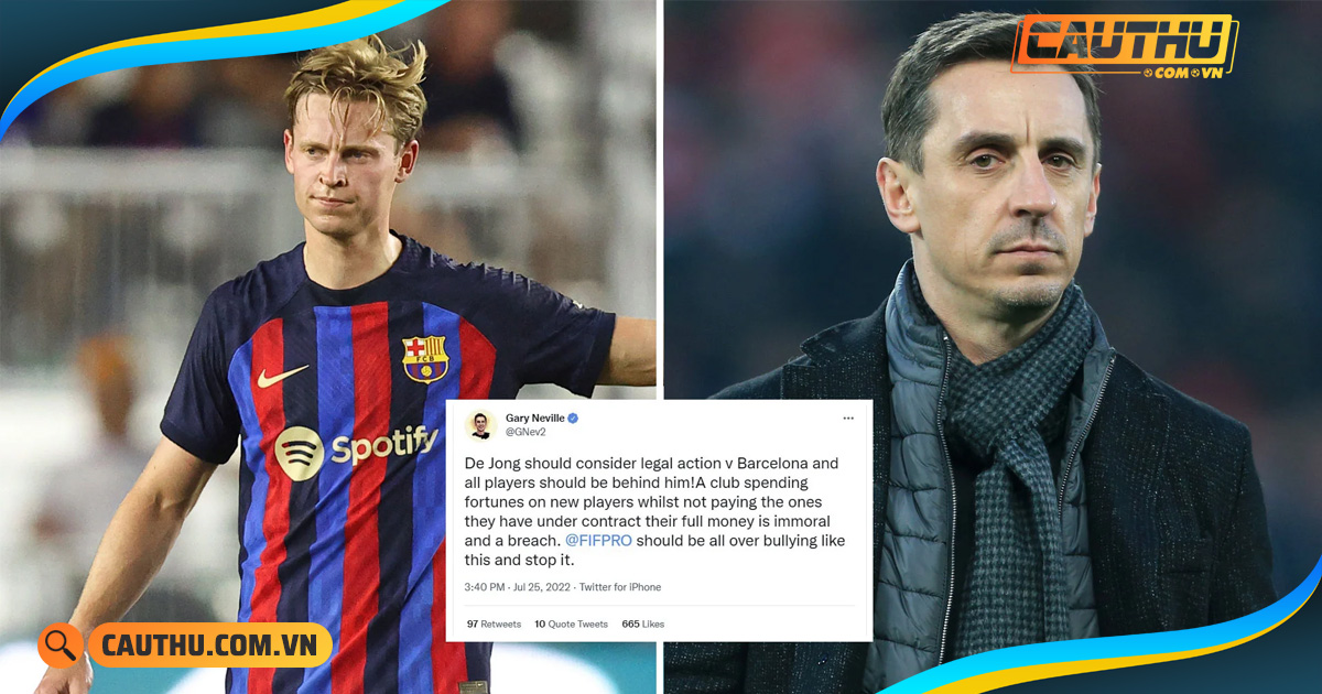 Bóng đá Anh - Gary Neville xúi De Jong kiện Barca quỵt lương