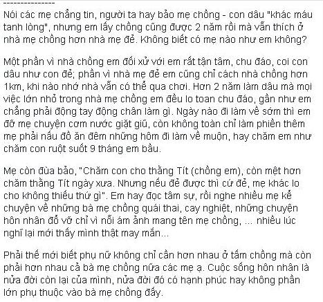 Tâm sự của cô con dâu 9X: “Thích ở nhà mẹ chồng hơn mẹ đẻ”