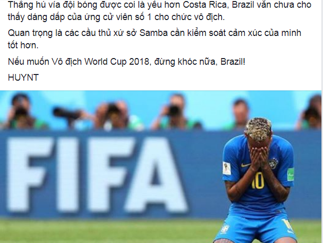 Khoảnh khắc Neymar ôm mặt khóc: Nếu muốn vô địch World Cup 2018, đừng khóc nữa Brazil! (Hình 2).