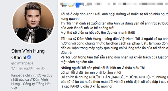 Góc nhìn luật gia - Tài khoản Đàm Vĩnh Hưng đăng lời xin lỗi: Vẫn phải chịu trách nhiệm?