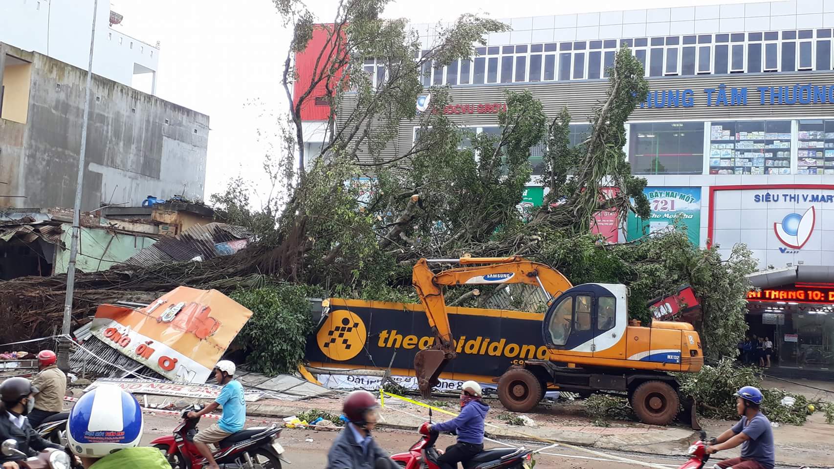 Tin nhanh - Đang xử lý hiện trường vụ cây đa cổ thụ ngã đè sập nhiều cửa hàng