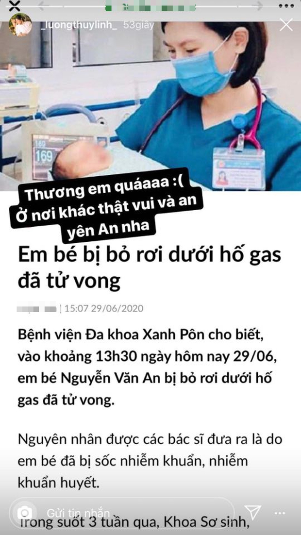 Ngôi sao - Sao Việt nghẹn ngào trước tin bé trai bị bỏ rơi dưới hố gas qua đời (Hình 3).