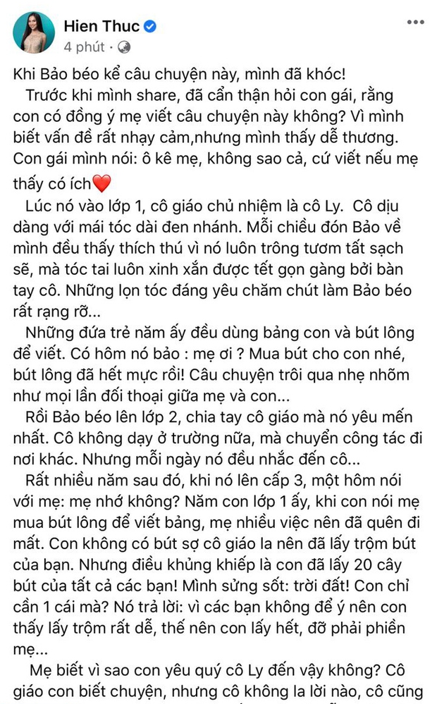 Ngôi sao - Hiền Thục bật khóc, tự trách mình khi nghe con gái tiết lộ 'bí mật' được giấu kín từ năm lớp 1 (Hình 2).