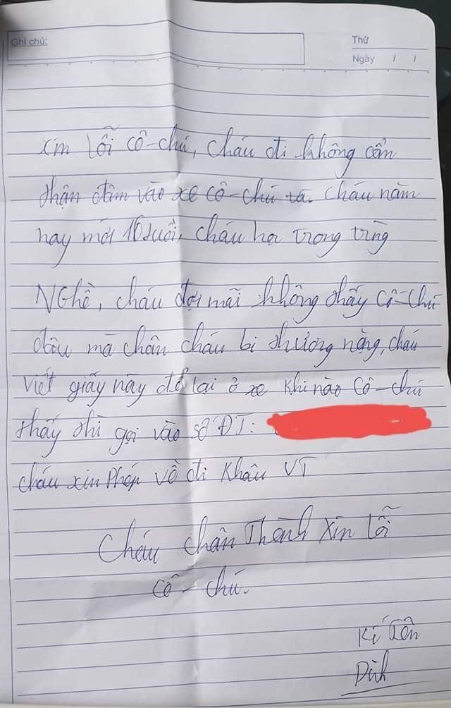 Cộng đồng mạng - Làm móp xe ôtô, cậu bé 16 tuổi để lại lời nhắn 'không ai nỡ giận' (Hình 2).