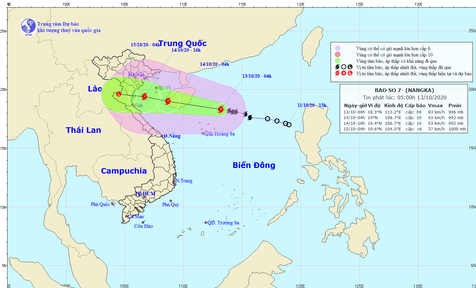 Đời sống - Dự báo thời tiết 14/10/2020: Bắc Bộ, Trung Bộ mưa rất to do bão số 7 