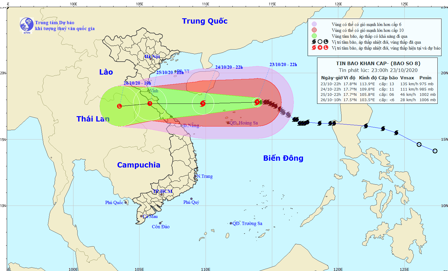 Đời sống - Dự báo thời tiết 24/10/2020: Tin bão khẩn cấp (Cơn bão số 8)