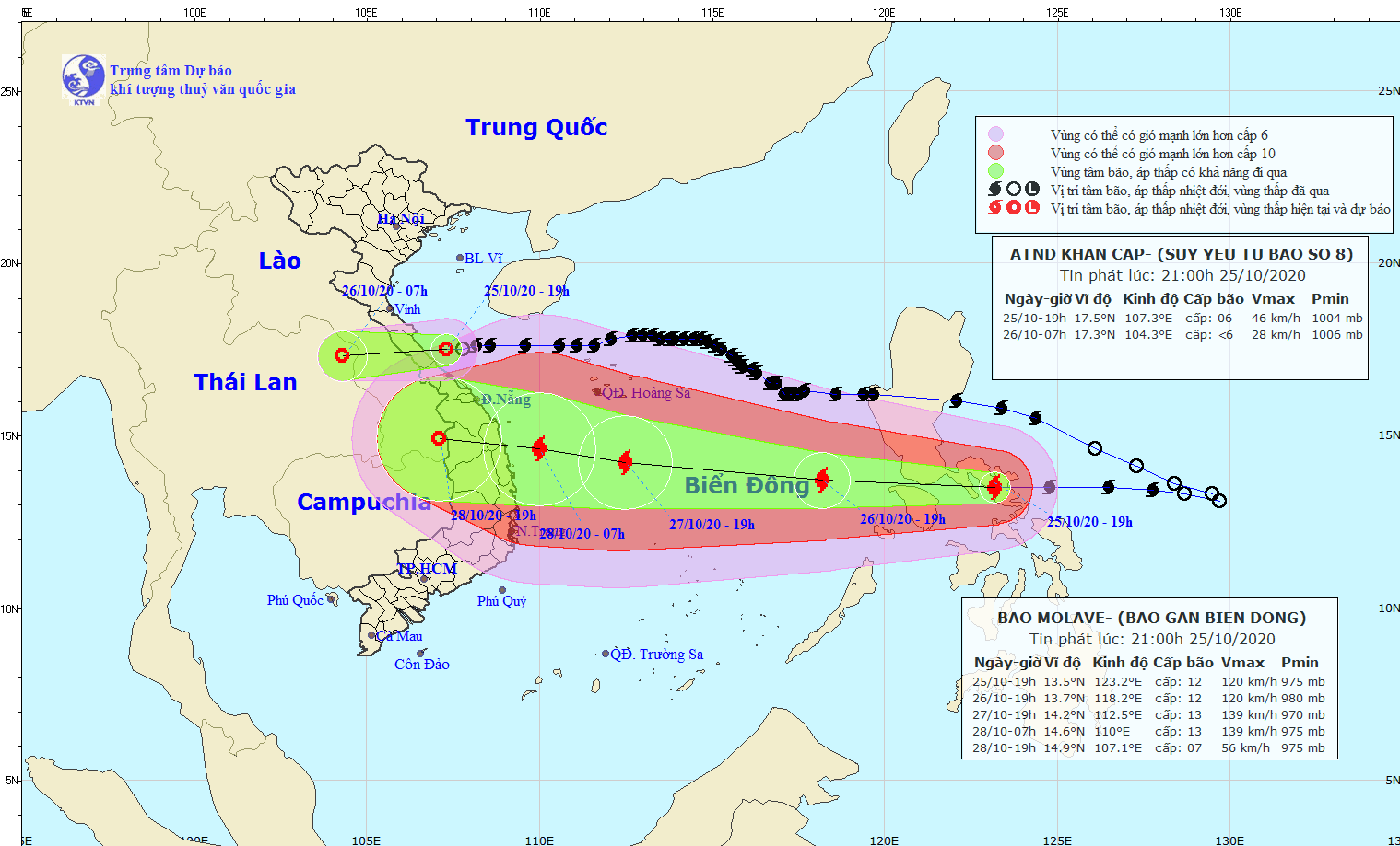 Đời sống - Dự báo thời tiết 26/10/2020: Bão Molave tiếp tục mạnh thêm