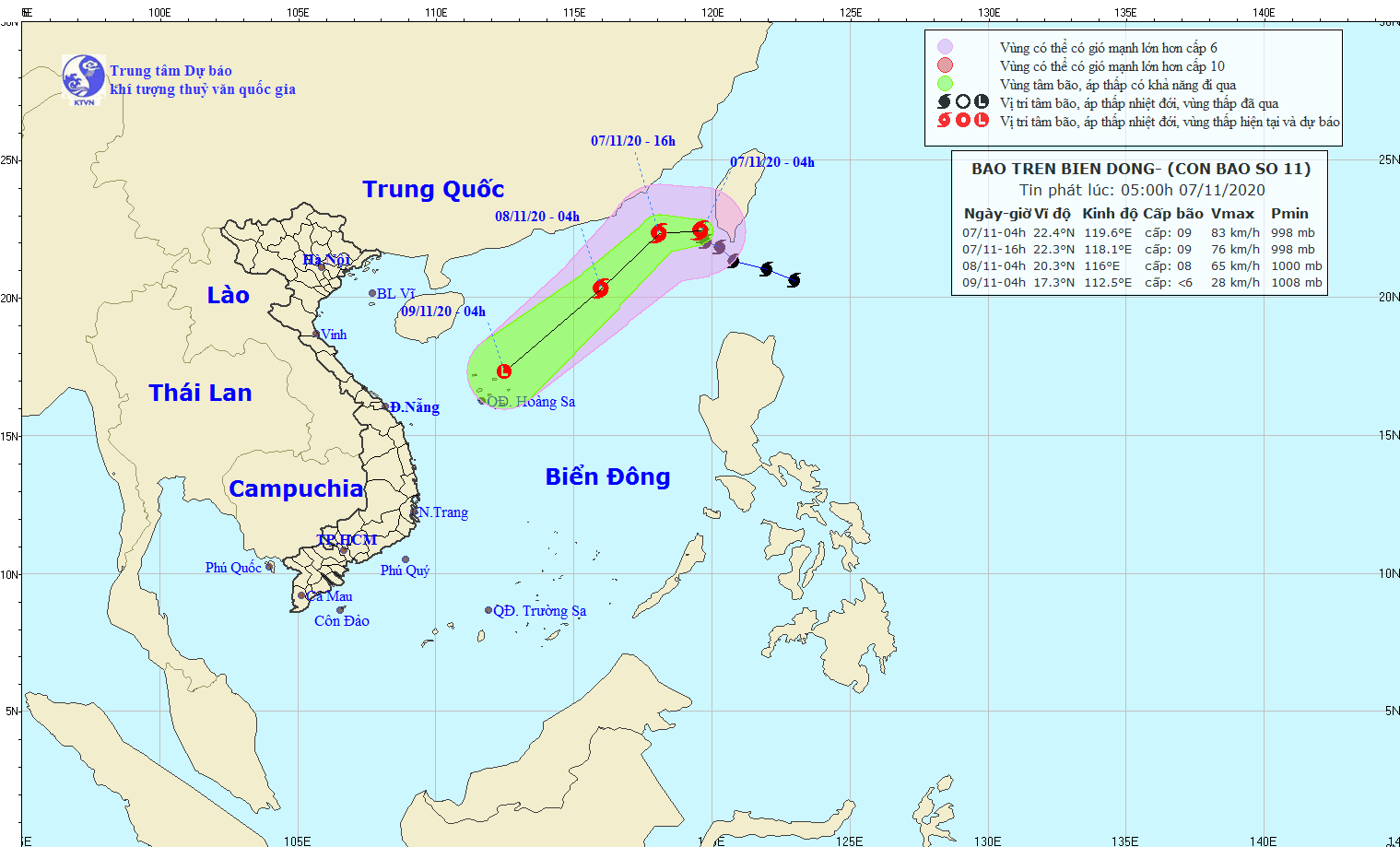 Đời sống - Dự báo thời tiết 7/11/2020: Cập nhật diễn biến cơn bão số 11