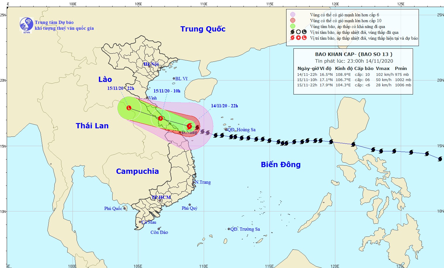 Đời sống - Dự báo thời tiết 15/11/2020: Tin bão số 13 kết hợp không khí lạnh