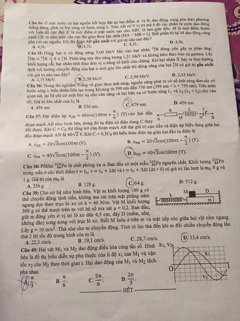 Đề thi, đáp án môn Vật lý mã đề 206 THPT Quốc gia 2018 chuẩn nhất (Hình 4).