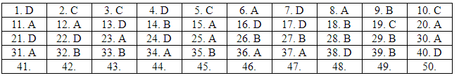 Giáo dục - Đáp án đề thi môn Toán thi THPT Quốc gia 2019 của bộ GD&ĐT mã đề 110