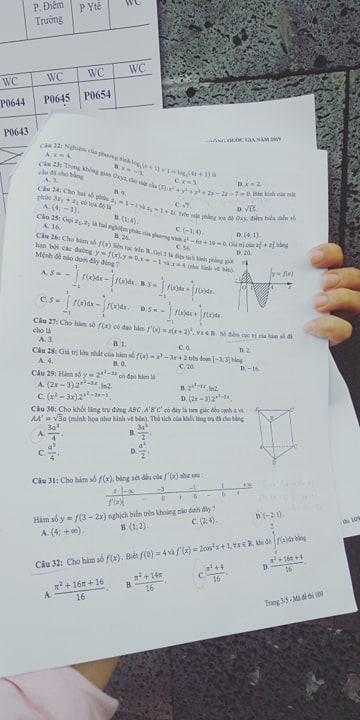 Giáo dục - Đáp án đề thi môn Toán thi THPT Quốc gia 2019 của bộ GD&ĐT mã đề 109 (Hình 4).