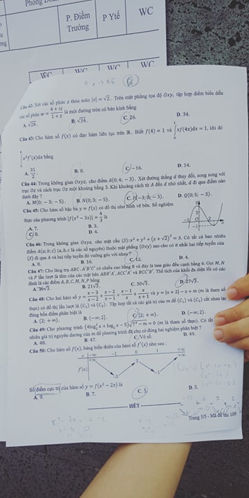 Giáo dục - Đáp án đề thi môn Toán thi THPT Quốc gia 2019 của bộ GD&ĐT mã đề 109 (Hình 6).