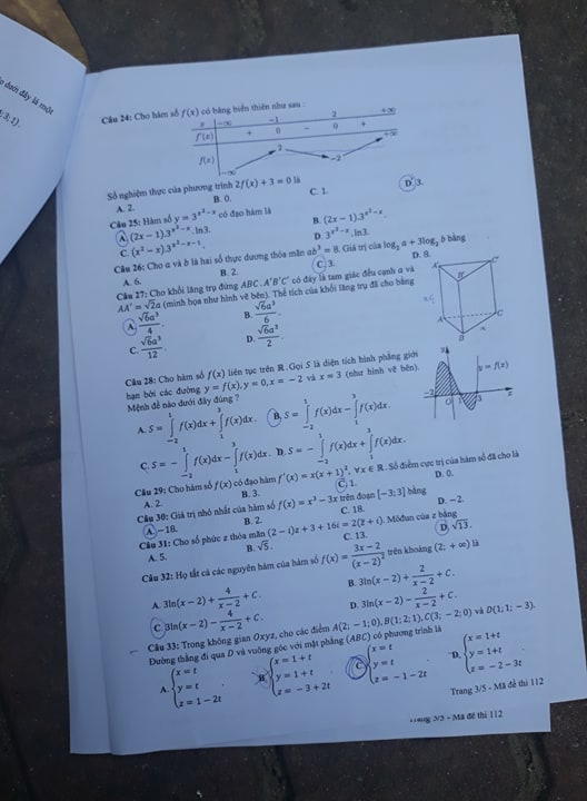 Giáo dục - Đáp án đề thi môn Toán thi THPT Quốc gia 2019 của bộ GD&ĐT mã đề 112 (Hình 4).