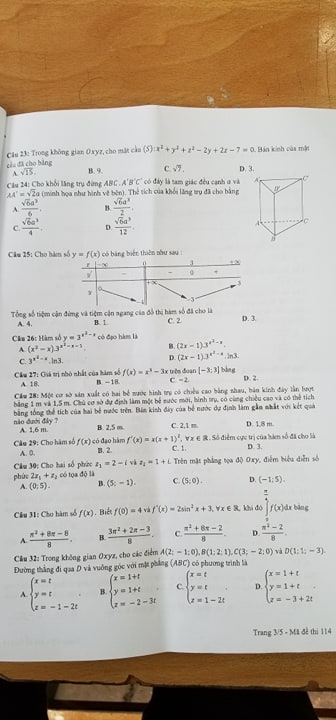 Giáo dục - Đáp án đề thi môn Toán kỳ thi THPT Quốc gia 2019 chuẩn nhất mã đề 114 (Hình 4).