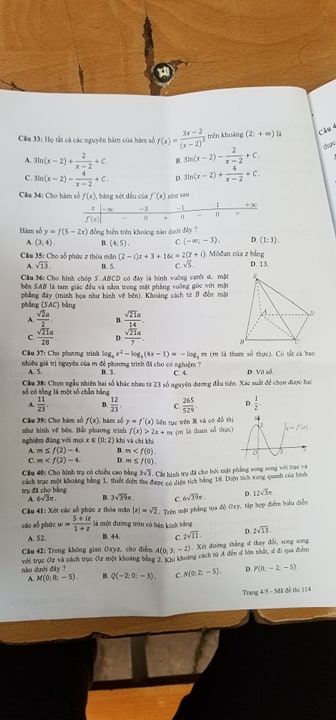 Giáo dục - Đáp án đề thi môn Toán kỳ thi THPT Quốc gia 2019 chuẩn nhất mã đề 114 (Hình 5).