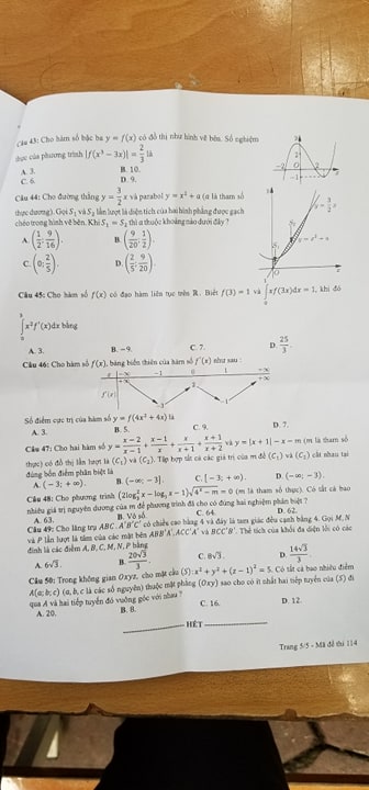 Giáo dục - Đáp án đề thi môn Toán kỳ thi THPT Quốc gia 2019 chuẩn nhất mã đề 114 (Hình 6).