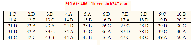 Giáo dục - Đáp án đề thi môn tiếng Anh mã đề 406 thi THPT Quốc gia 2019 của bộ GD&ĐT 