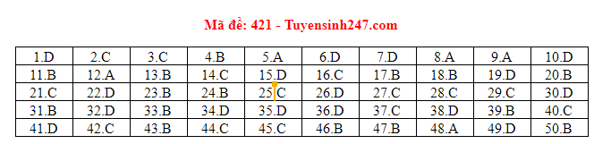 Giáo dục - Đáp án đề thi môn tiếng Anh mã đề 421 thi THPT Quốc gia 2019 chính xác nhất