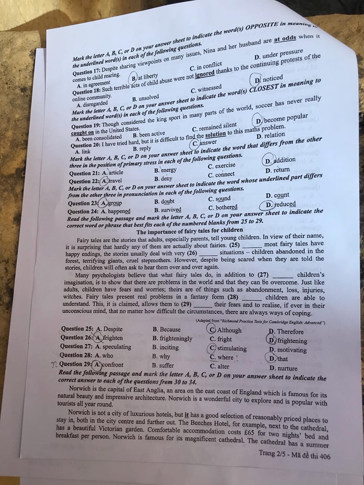 Giáo dục - Đáp án đề thi môn tiếng Anh mã đề 406 thi THPT Quốc gia 2019 của bộ GD&ĐT  (Hình 3).