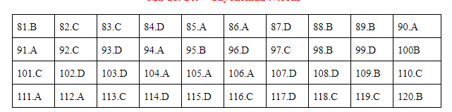 Giáo dục - Đáp án đề thi môn Sinh học mã đề 209 thi THPT Quốc gia 2019 chuẩn nhất