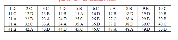 Giáo dục - Đáp án đề thi môn tiếng Anh mã đề 420 thi THPT Quốc gia 2019 chính xác nhất