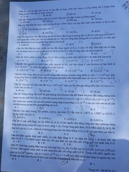 Giáo dục - Đáp án đề thi môn Vật Lý thi THPT Quốc Gia 2019 chuẩn nhất mã đề 213 (Hình 3).