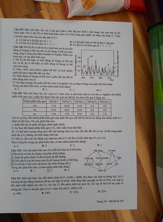 Giáo dục - Đáp án đề thi môn Sinh học mã đề 207 thi THPT Quốc gia 2019 chuẩn nhất (Hình 4).