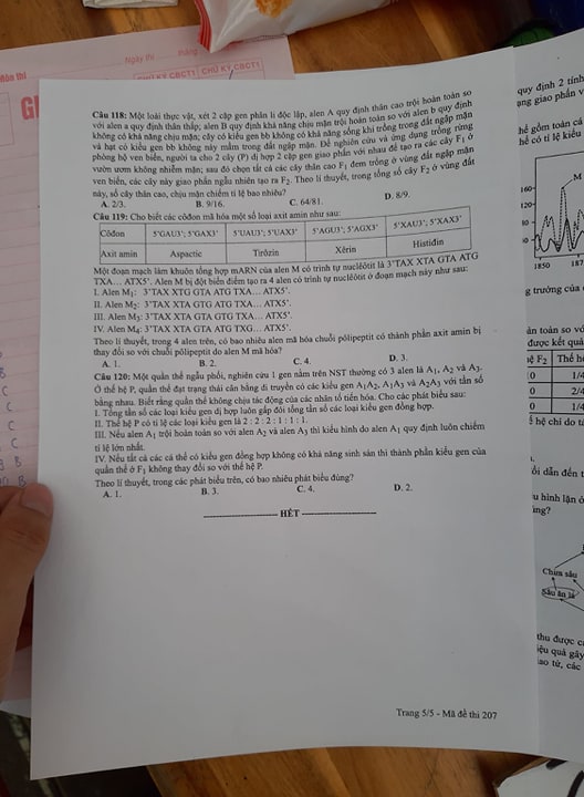 Giáo dục - Đáp án đề thi môn Sinh học mã đề 207 thi THPT Quốc gia 2019 chuẩn nhất (Hình 6).