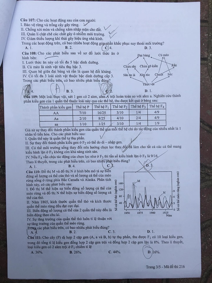 Giáo dục - Đáp án đề thi môn Sinh học mã đề 216 thi THPT Quốc gia 2019 chuẩn nhất (Hình 4).