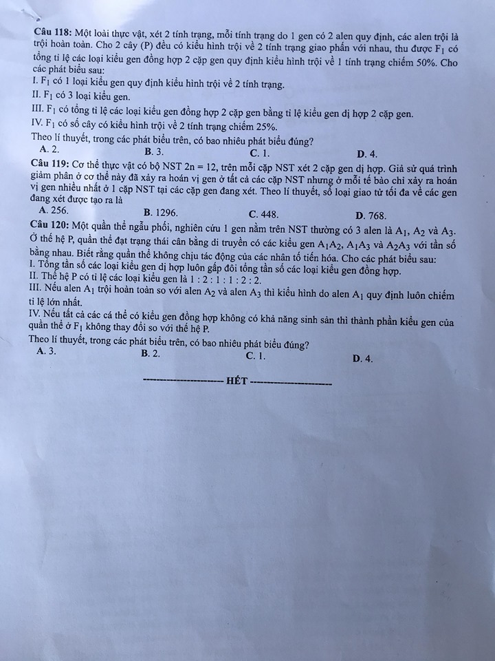 Giáo dục - Đáp án đề thi môn Sinh học mã đề 221 thi THPT Quốc gia 2019 chuẩn nhất (Hình 6).